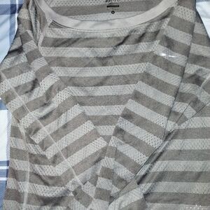Gray and Silver Striped Women's Jersey Top, Long Sleeve Nike